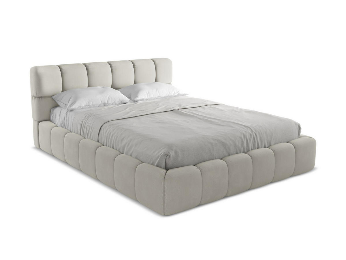 POLSTERBETT mit Bettkasten und Lattenrost 180x228 Beige - Beige/Schwarz, Kunststoff/Textil (160/200cm) - Makamii