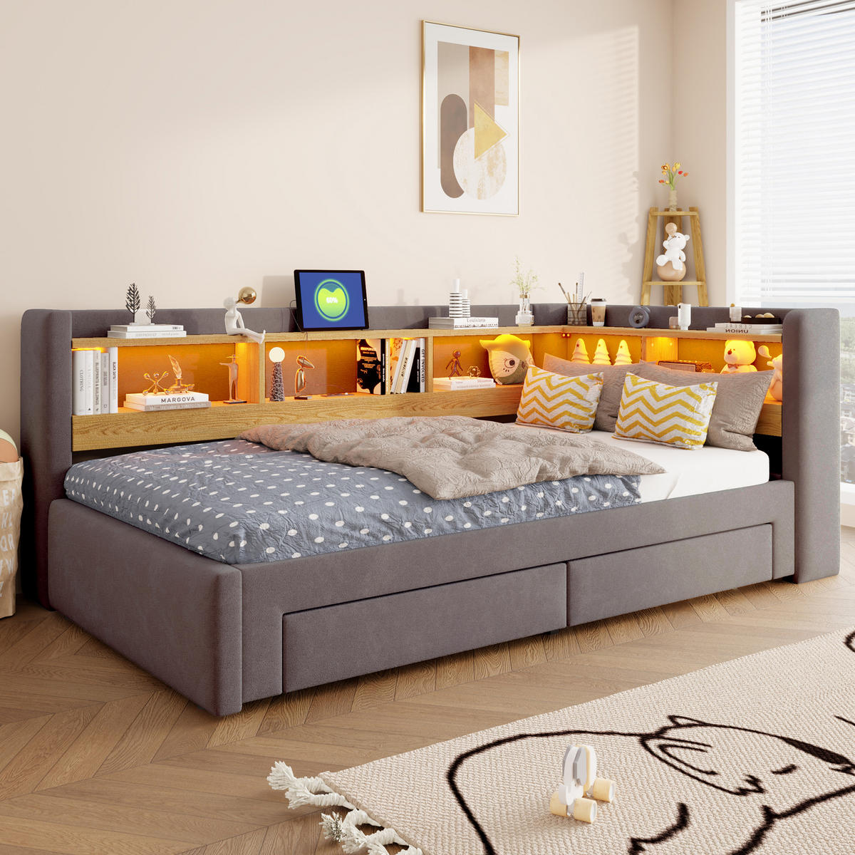 AUSZIEHBETT 90/180/200 cm, DE-41720, in Dunkelgrau - Dunkelgrau, Metall (90/200cm) - ComfortXL