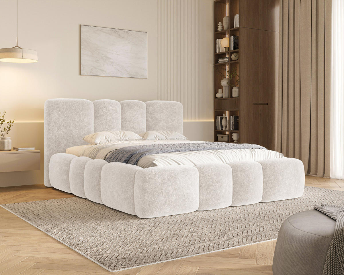 POLSTERBETT 26 - 180x200 cm – Amari – Bett mit Bettkasten und Gepolstertem Kopfteil - Beige, Holz (180/200cm) - ROYAL24_MARKT