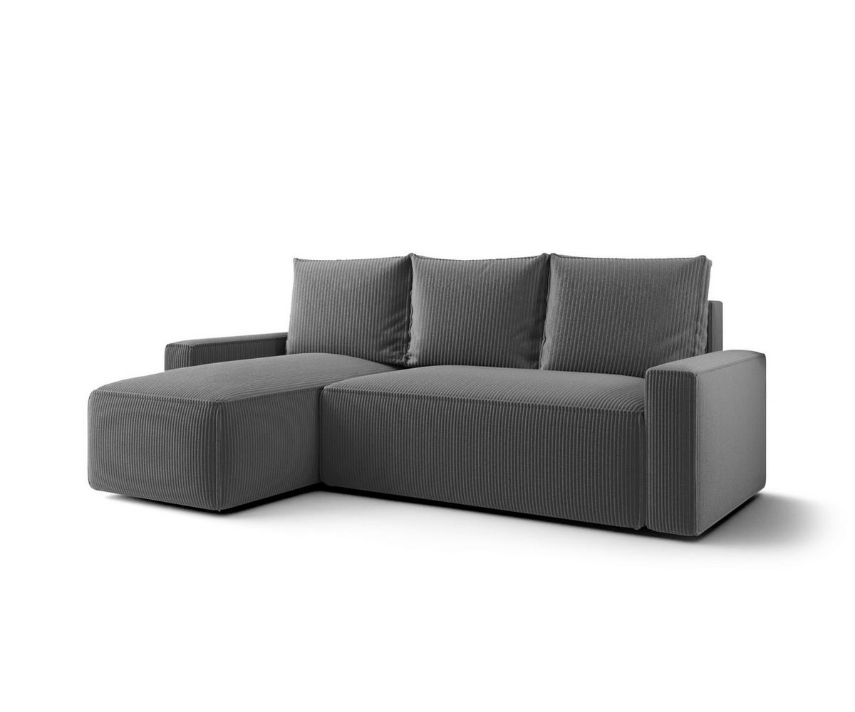 ECKSOFA mit Schlaffunktion SAVIO Poso 60 Links - Grau, Textil (232/140cm) - Bedante