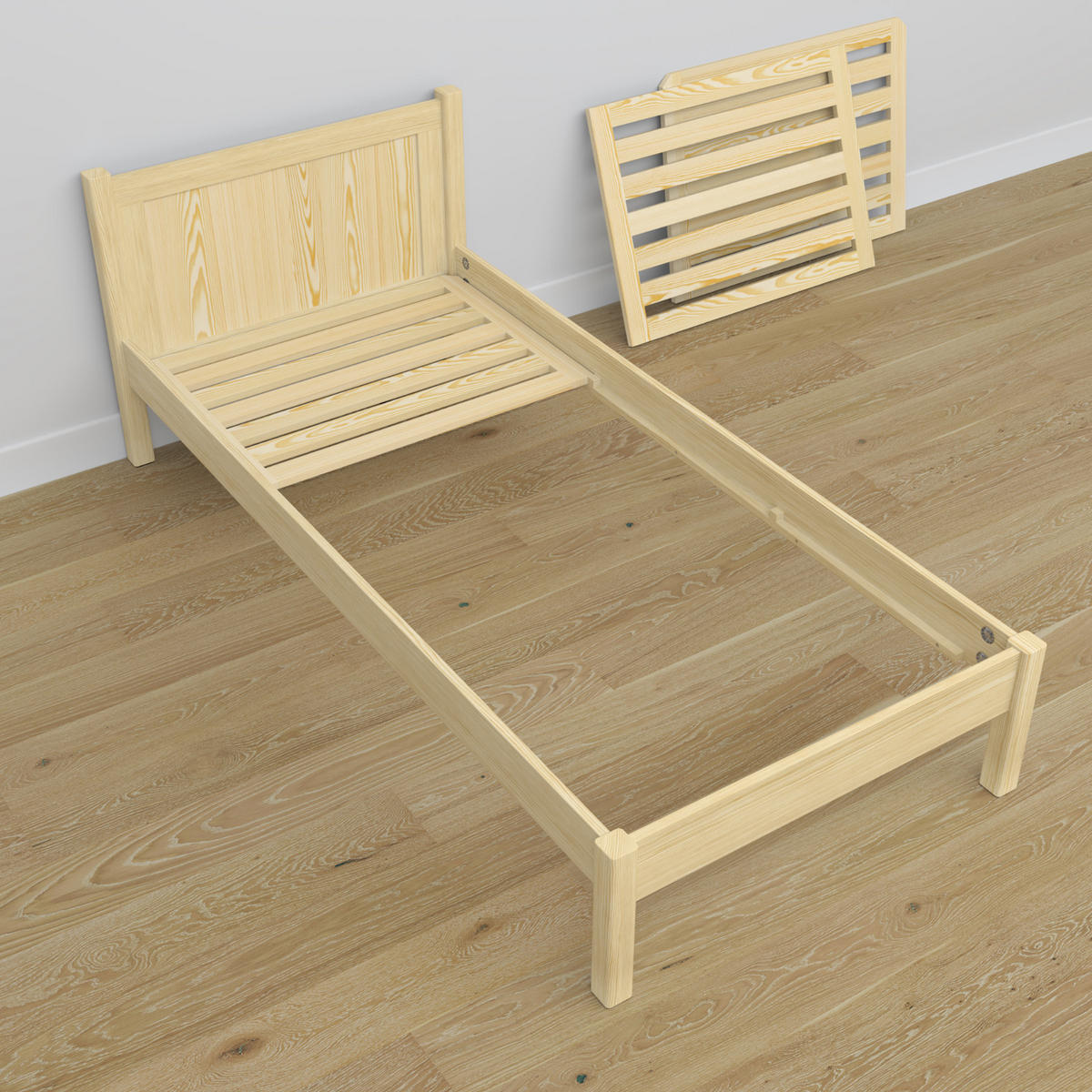 BETT N02 Klare Kiefer 90/190 - Braun, Naturmaterialien/Holz (90/190cm) - N-Wood