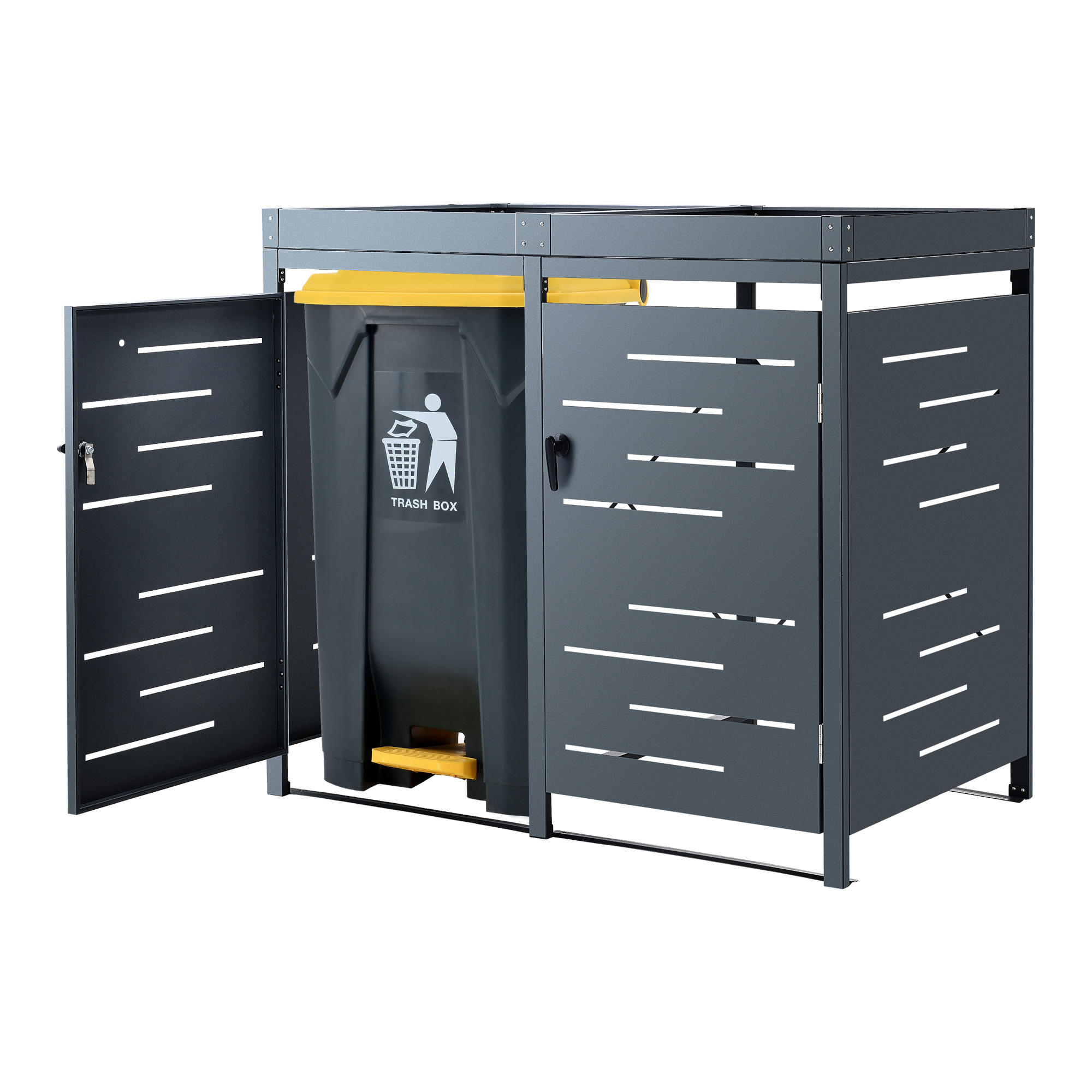 MÜLLTONNENBOX Salching - Anthrazit, Metall (132/122/80cm) - [en.casa]