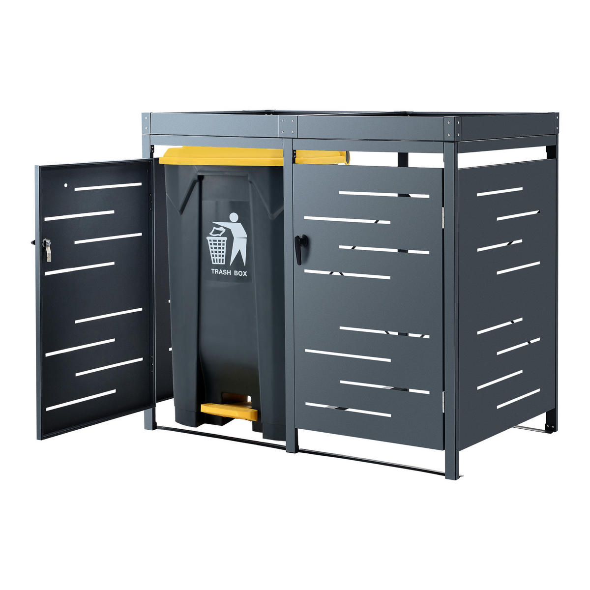 MÜLLTONNENBOX Salching - Anthrazit, Metall (132/122/80cm) - [en.casa]