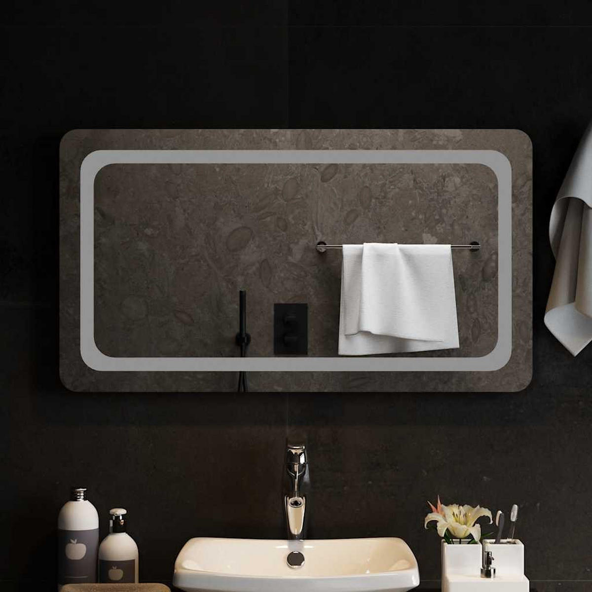 LED-BADSPIEGEL 90x50 cm - Transparent, Glas (50/0.4/90cm) - furnicato