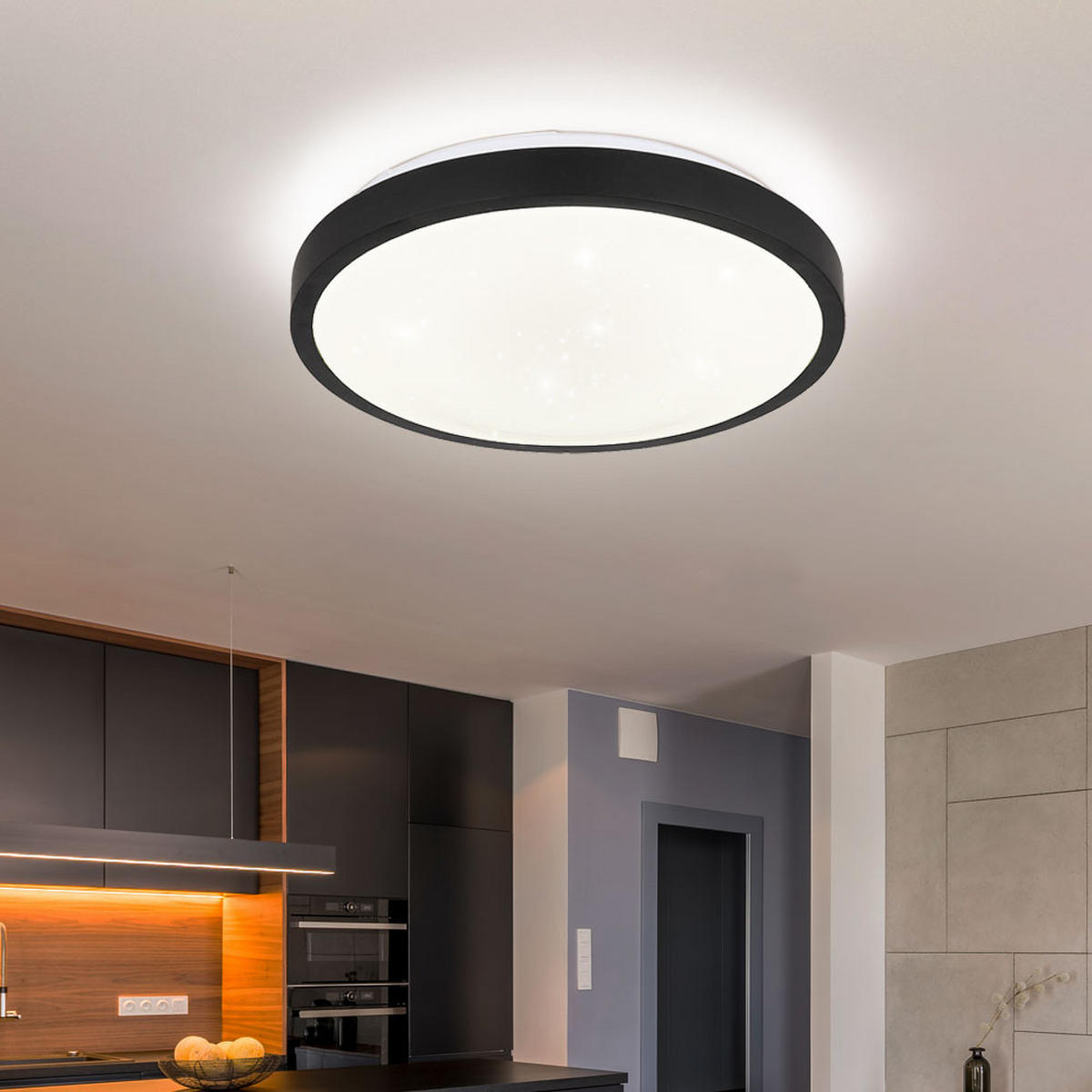 LED DECKENLEUCHTE Gregory Metall Schwarz - Schwarz, Metall (30/30/9cm) - Globo Lighting