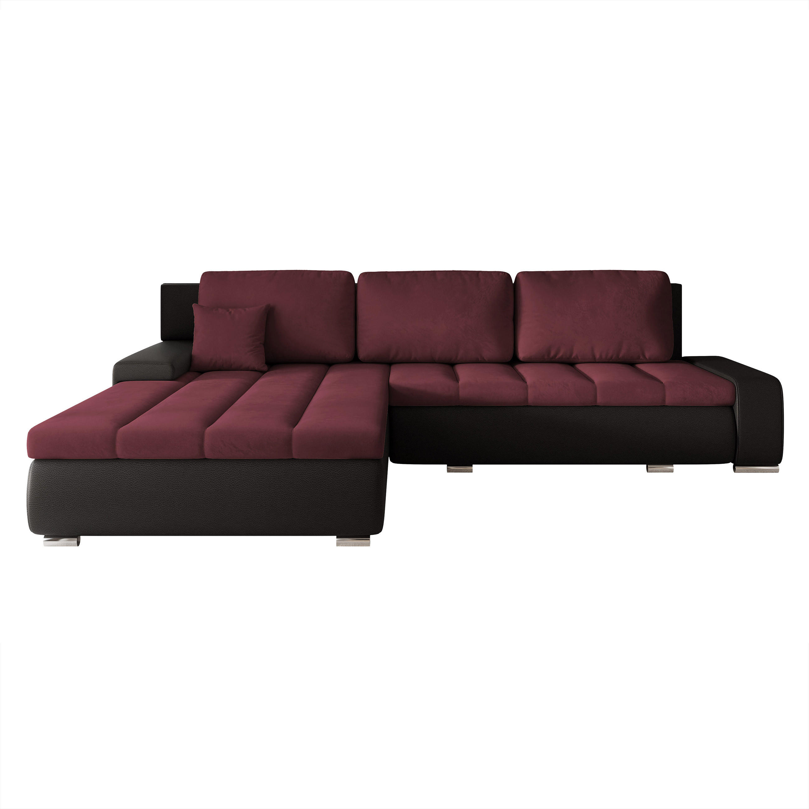 ECKSOFA VELANO mit Schlaffunktion und Bettkasten Schwarz/Rot - Rot, Holzwerkstoff/Kunststoff (250/90cm) - Idohome