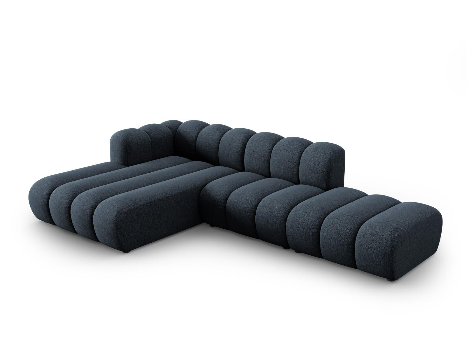 ECKSOFA modular links Lupine aus Chenille-Stoff königsblau 5 Sitzplätze - Dunkelblau, Textil (177/299cm) - Micadoni