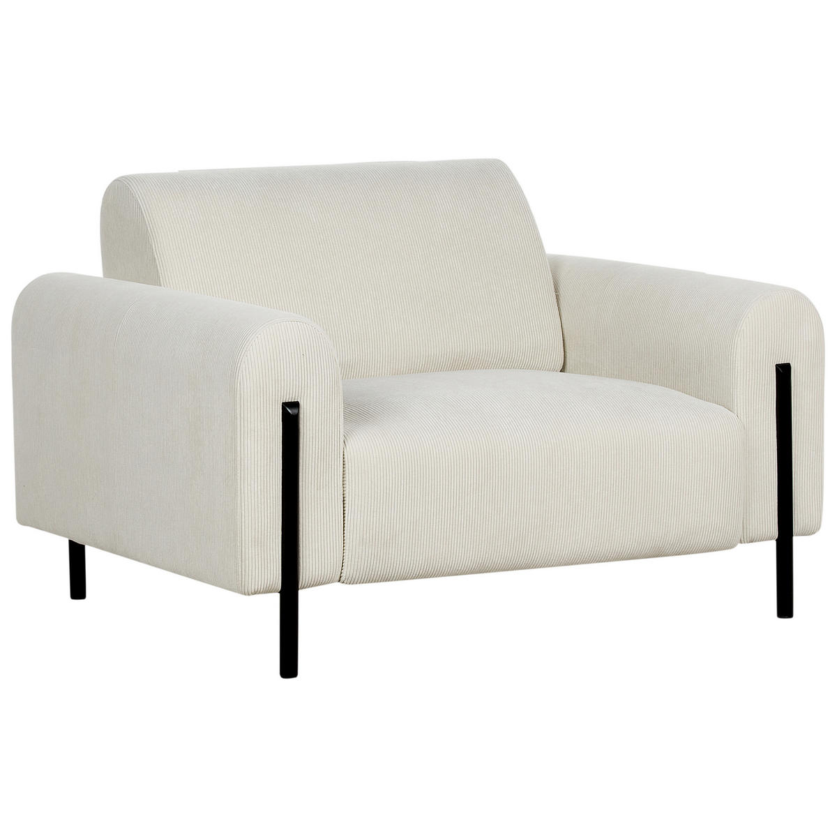 SESSEL Cremeweiß Askim - Creme/Schwarz, Textil (123/79/95cm) - Beliani