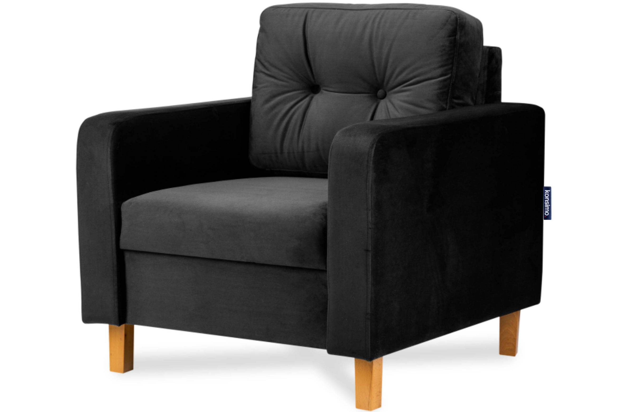 SESSEL ERISO mit Armlehnen und angenehmer Stoff zum Anfassen, Velour-Stoff, graphit - Graphitfarben/Braun, Textil (80/75/75cm) - KONSIMO®