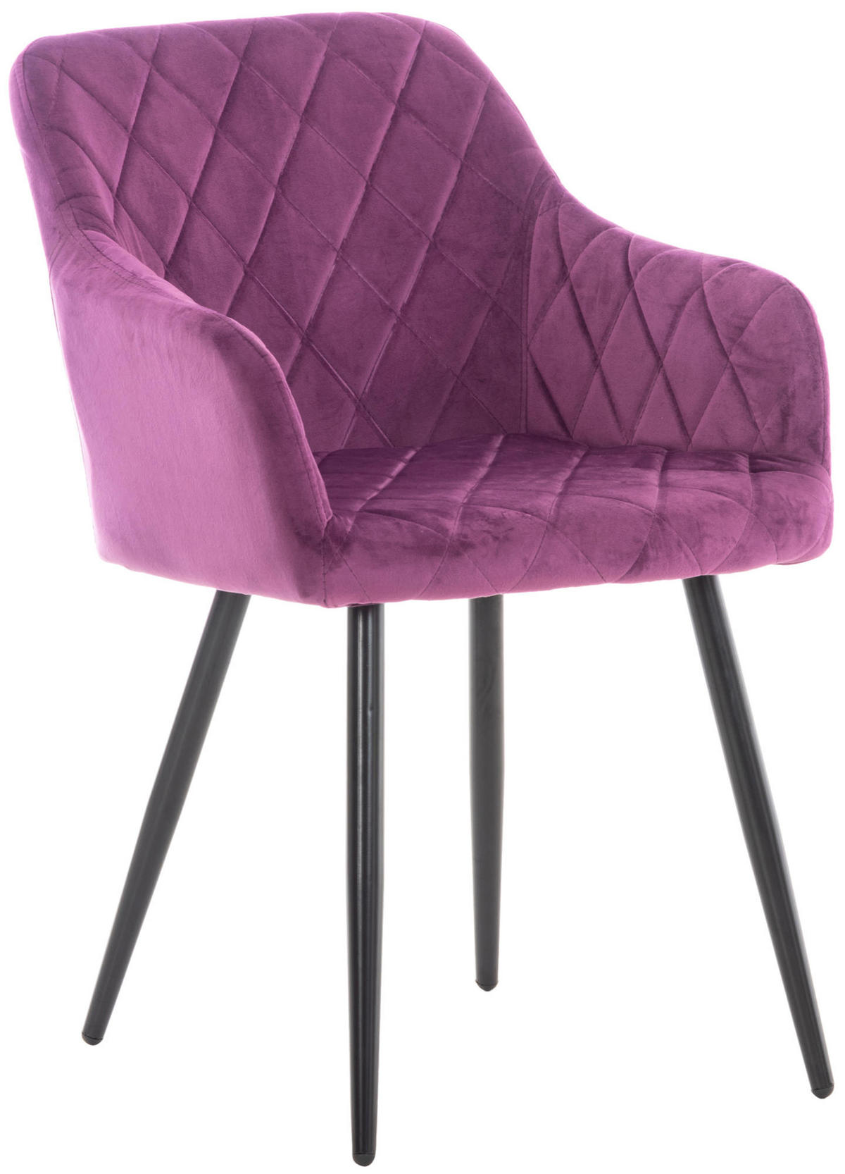 ESSZIMMERSTUHL Shyva Samt, Gestell Metall matt Schwarz Lila - Lila/Schwarz, Textil/Metall (47/84/44cm) - TPFLiving