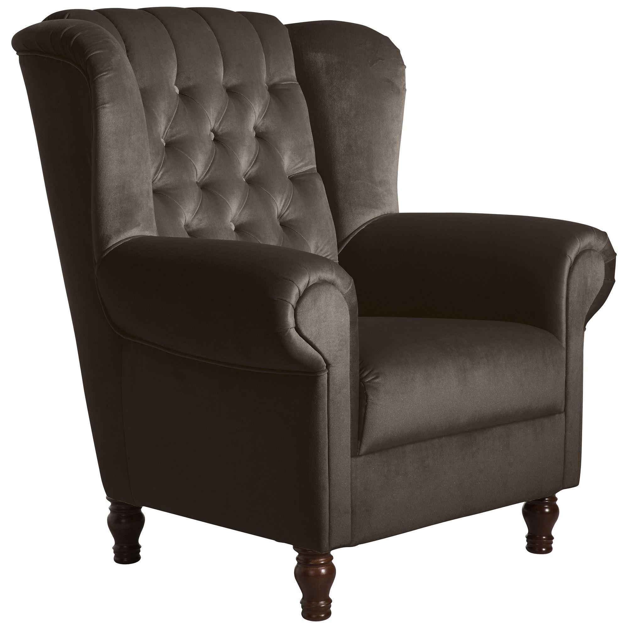 OHRENBACKENSESSEL Katreen Bezug Samtvelours Buche nussbaum dunkel / braun - Braun, Kunststoff (91/101/90cm) - 58aufmkessel
