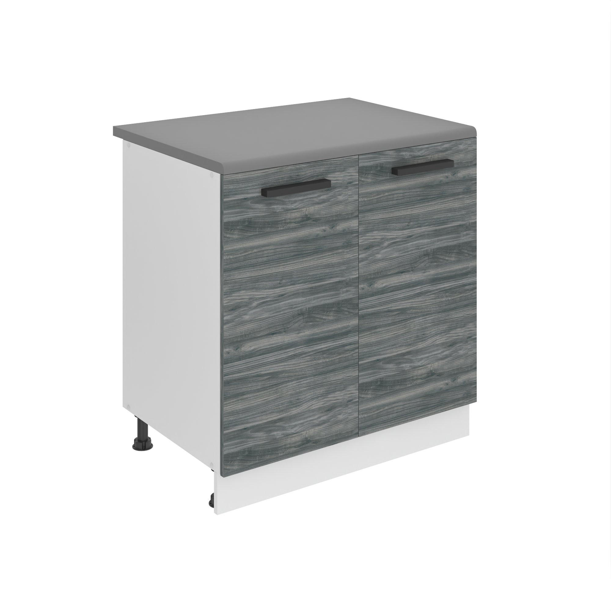 KÜCHENUNTERSCHRANK 80 cm SD, mit Arbeitsplatte, mit 2 Türen, Glamour Wood - Hellgrau, Holz (80/85/51.6cm) - B BELINI GROUP