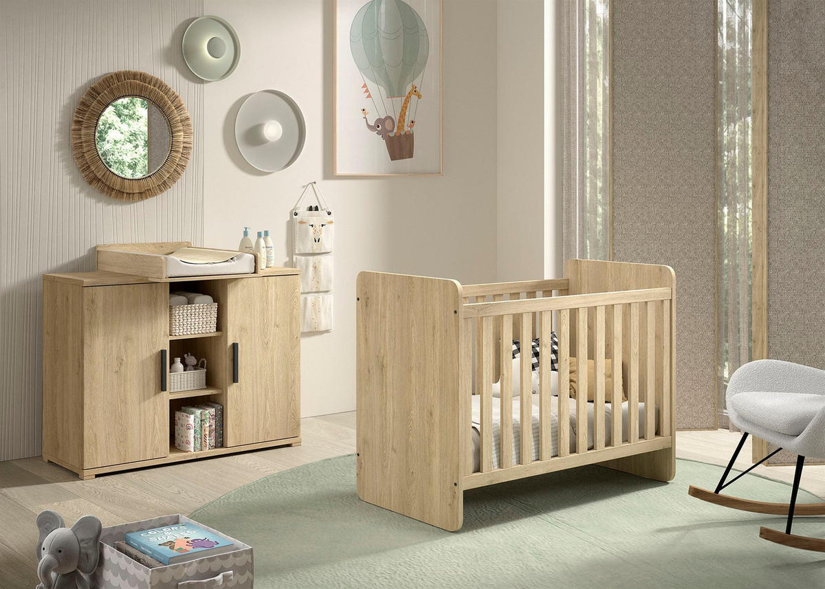 BABYZIMMER Set Keelia Eiche Melamin 3tlg Möbel - Eichefarben, Kunststoff (100/1/200cm) - 58aufmkessel