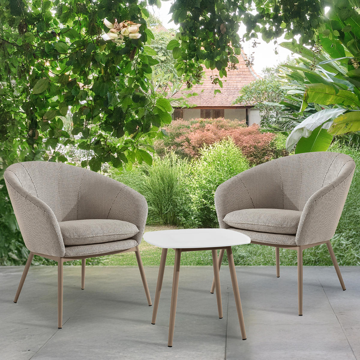 GARTENMÖBELSET SOLIS Gartenlounge-Set, - Braun, Textil/Metall - KONSIMO®