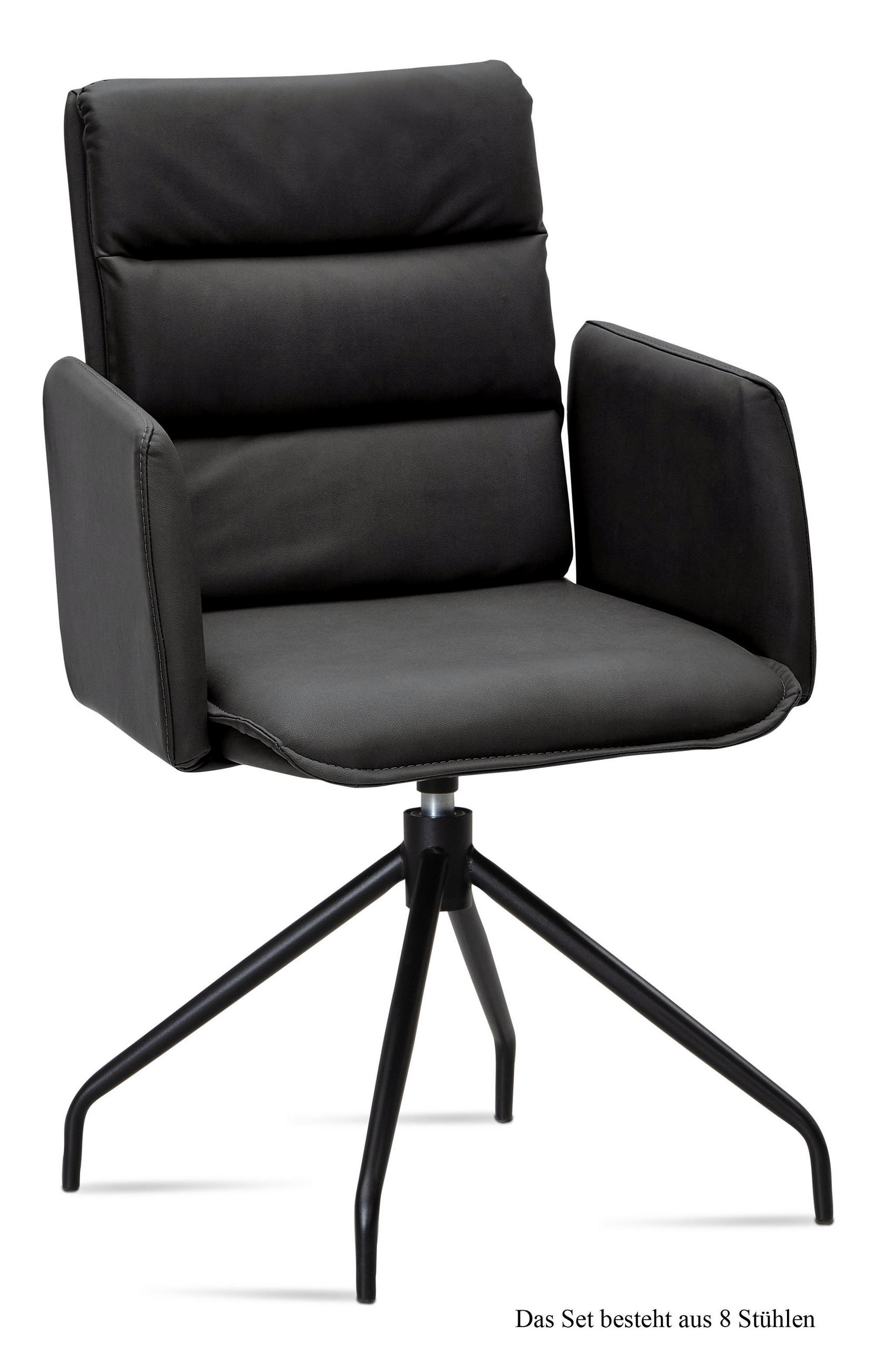 ARMLEHNSTUHL drehbar (8er-Set) Donica 52x92x60 Schwarz/Anthrazit - Anthrazit/Schwarz, Kunststoff (60/92/52cm) - 58aufmkessel