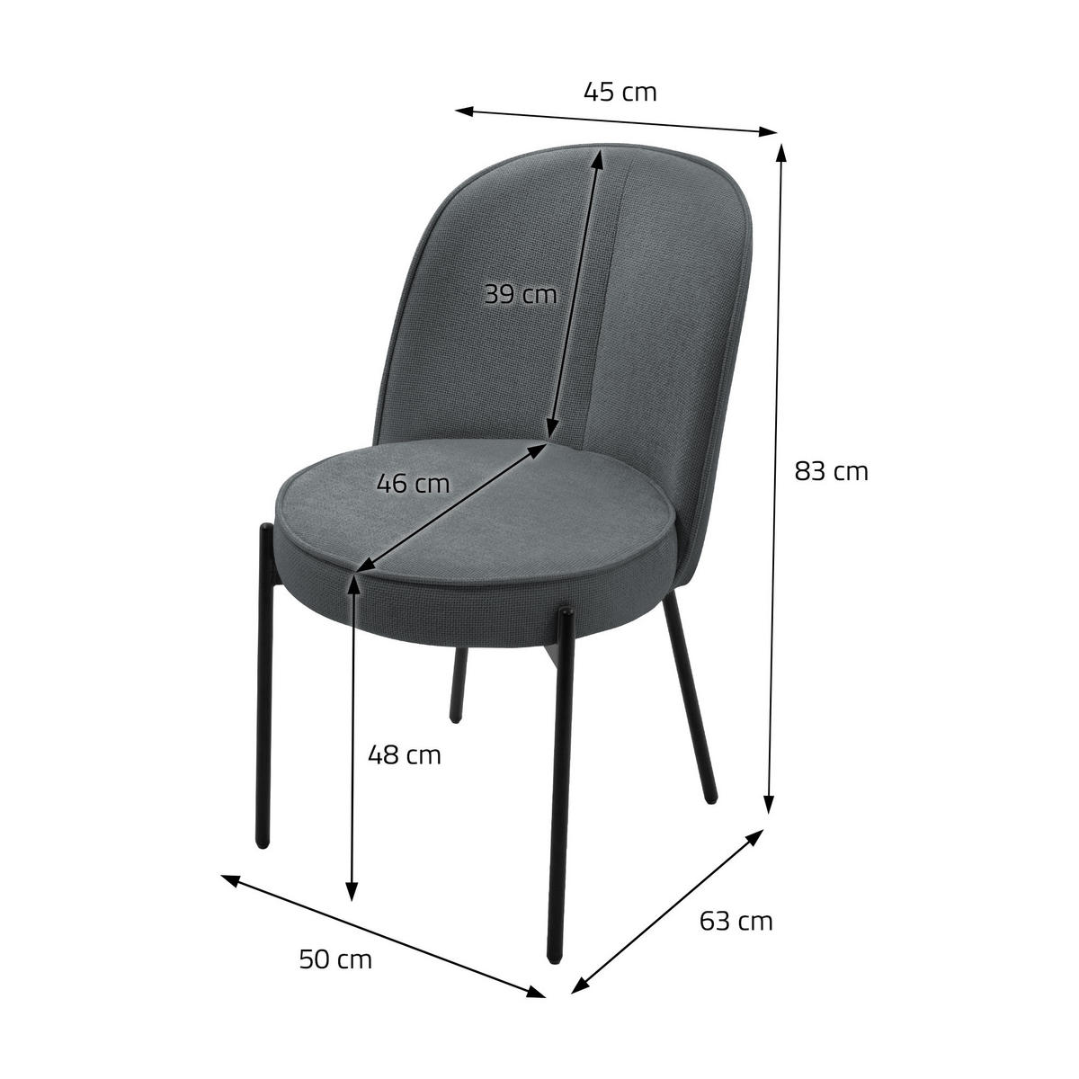 ESSZIMMERSTUHL 6er Set Beige mit Stoffbezug - Anthrazit/Schwarz, Textil/Metall (50/83/63cm) - ML-DESIGN