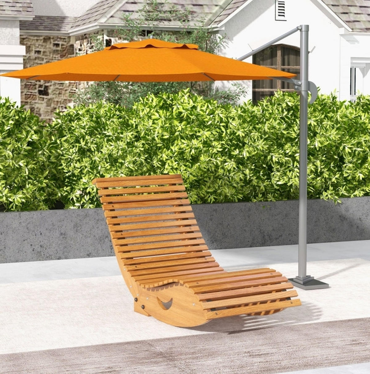 ZAHRADNÍ houpací křeslo 130/60/60 cm teakové ze dřeva s vysokým opěradlem - přírodní, kompozitní dřevo (60/60/130cm) - OKWISH