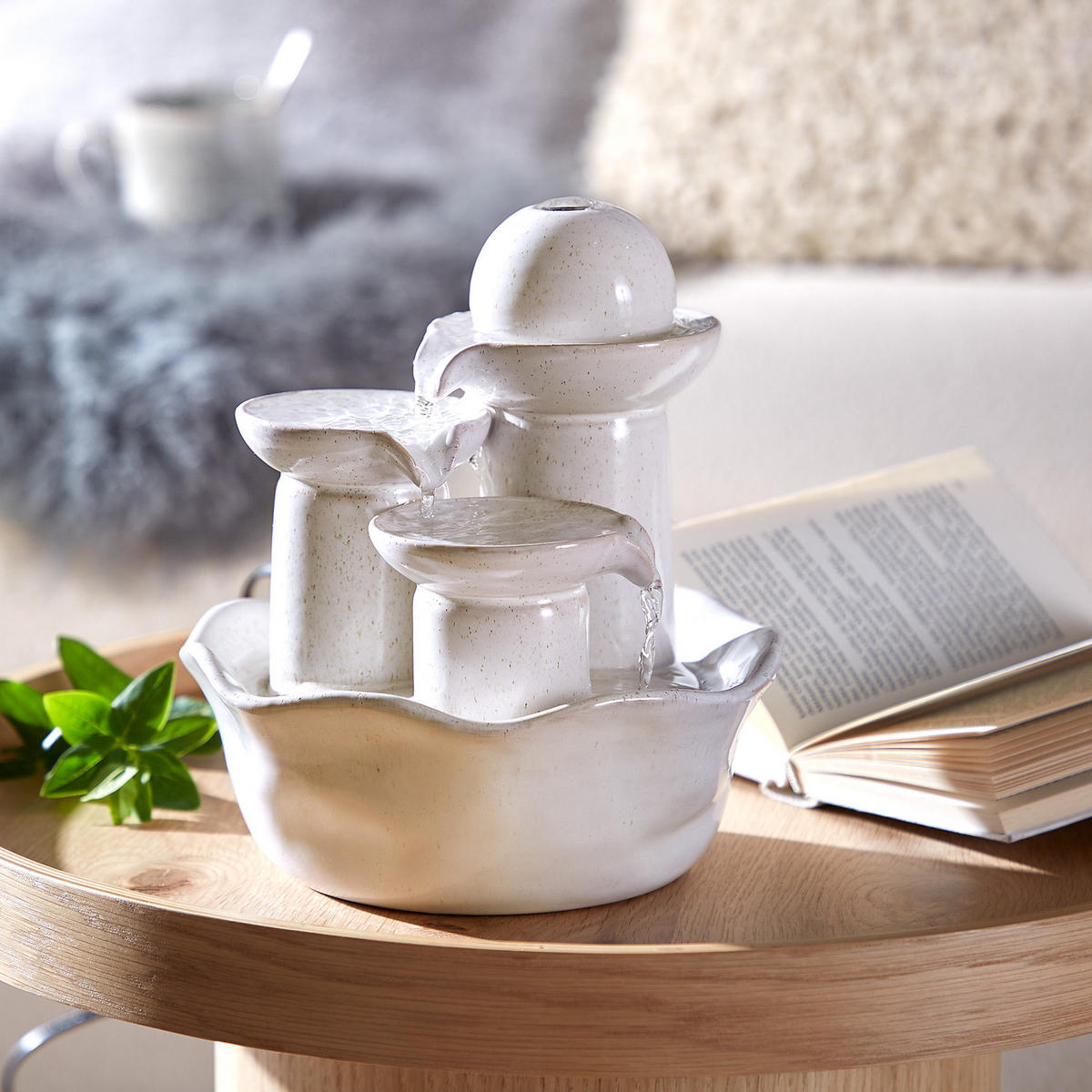 TISCHBRUNNEN Balance - Beige, Keramik (21/24/21cm) - Butlers