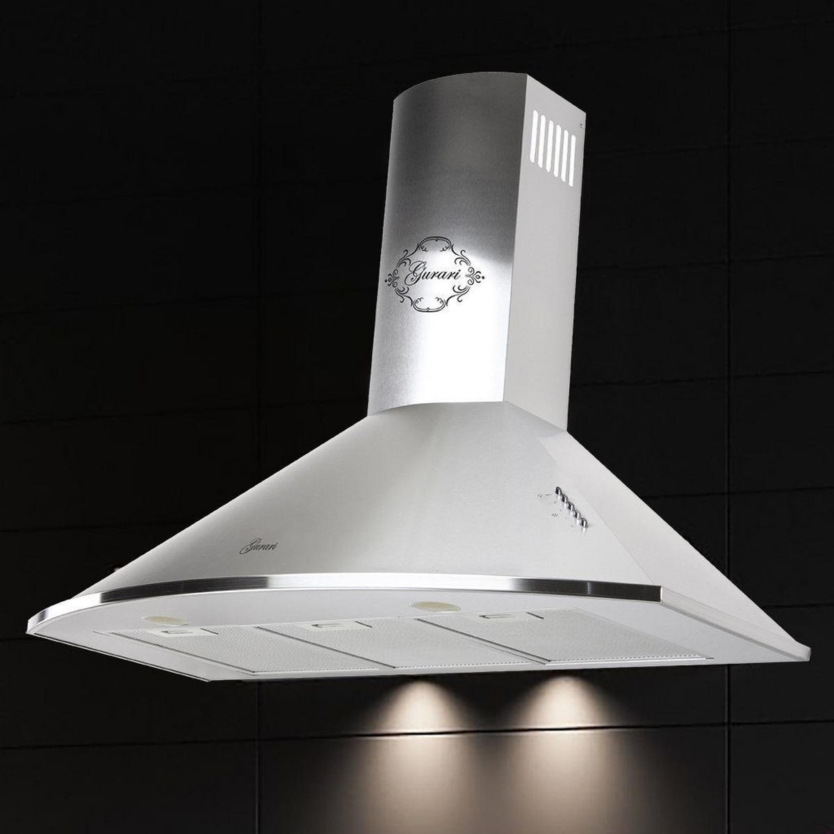 DUNSTABZUGSHAUBE GCH С 046 IS 9/3 + Umluftset, 90 cm Edelstahl - Silberfarben, Metall (90/119/50cm) - Gurari