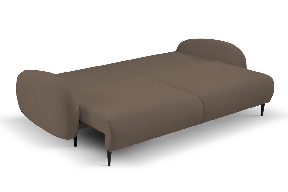 SOFA SOFT RunAgin Mit Schlaffunktion Und Bettkasten, PUR-Schaum, Schwarze Kunststofffüße, lose Rückenkissen, freistehend, 232x109x95 cm Cappuccino - Cappuccino, Holz/Textil (232/95/109cm) - DomoHome