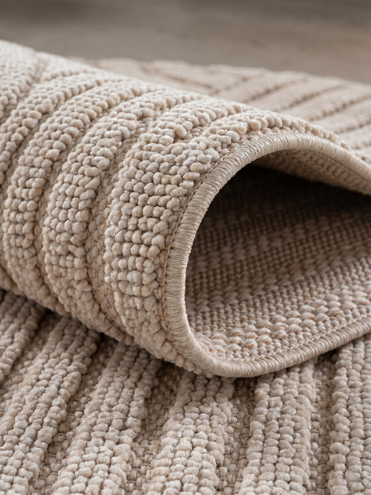 TEPPICH Flachgewebe LANGAU in Beige, mit geometrischen Bögen, Ø 80 cm - Beige, Textil (80/80cm) - KADIMA DESIGN