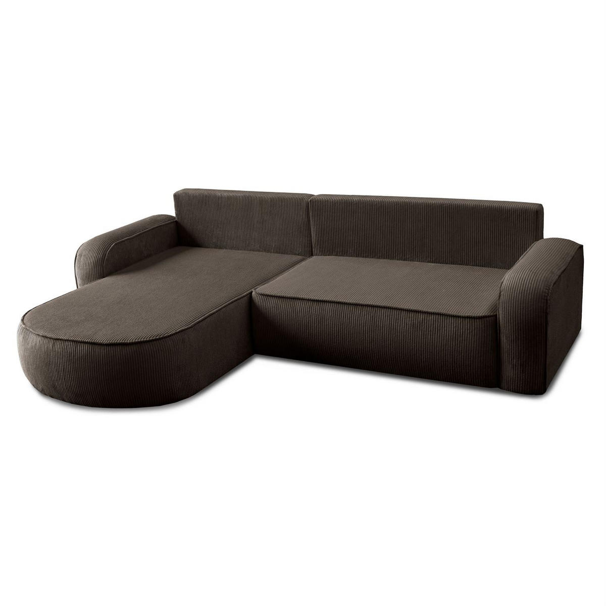 Ecksofa VENUS mit Schlaffunktion und Bettkasten, Poso 06 - Dunkelbraun, Textil (275/178cm) - Lookway