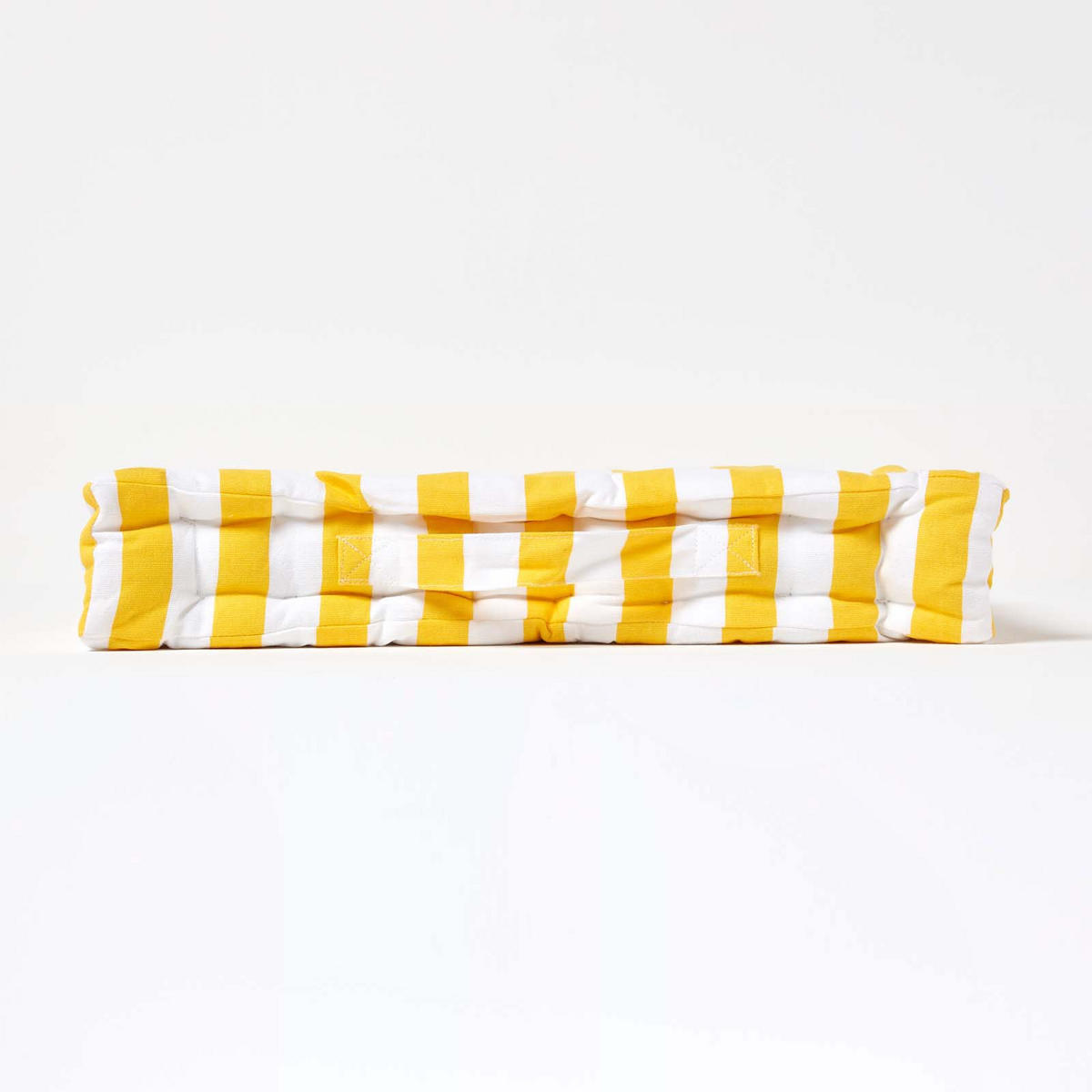 SITZKISSEN gelb-weiß gestreift 50/50/10 cm - Gelb, Textil (50/50/10cm) - Homescapes