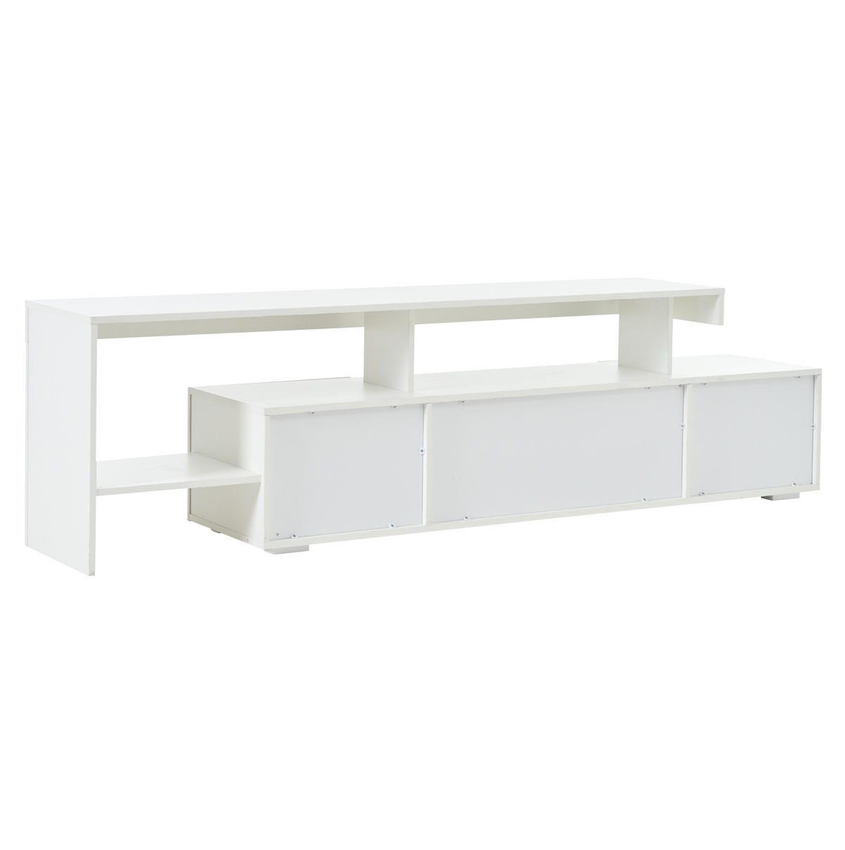 TV-LOWBOARD aus Spanplatte 192x37x53 cm Weiß mit LED-Beleuchtung für Fernseher bis 85 Zoll - Weiß, Holzwerkstoff (192/53/37cm) - IVMEU