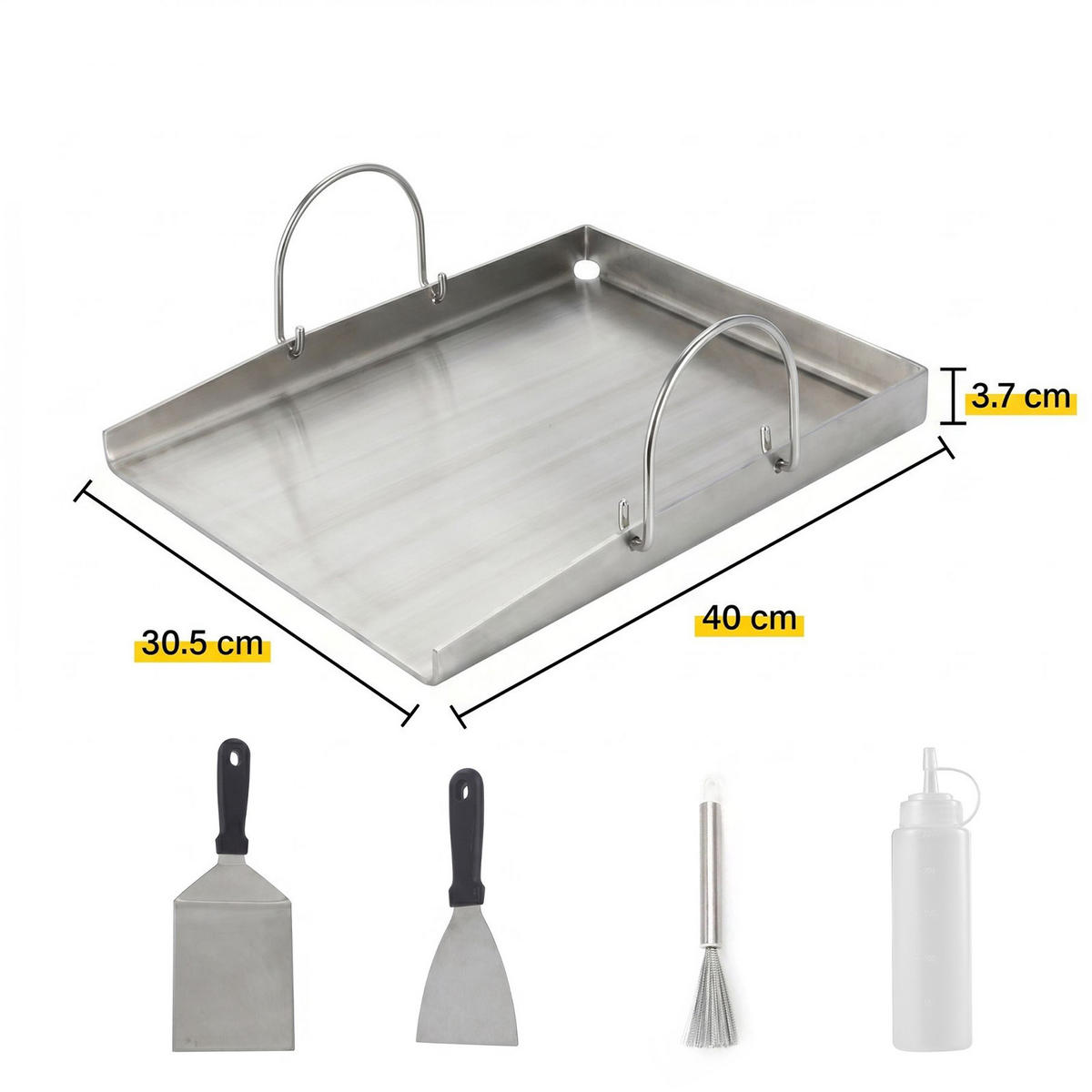 GRILLPLATTE Serolia 40/30.5/3.7 cm - Silberfarben, Metall (40/30.5/3.7cm) - ZMH