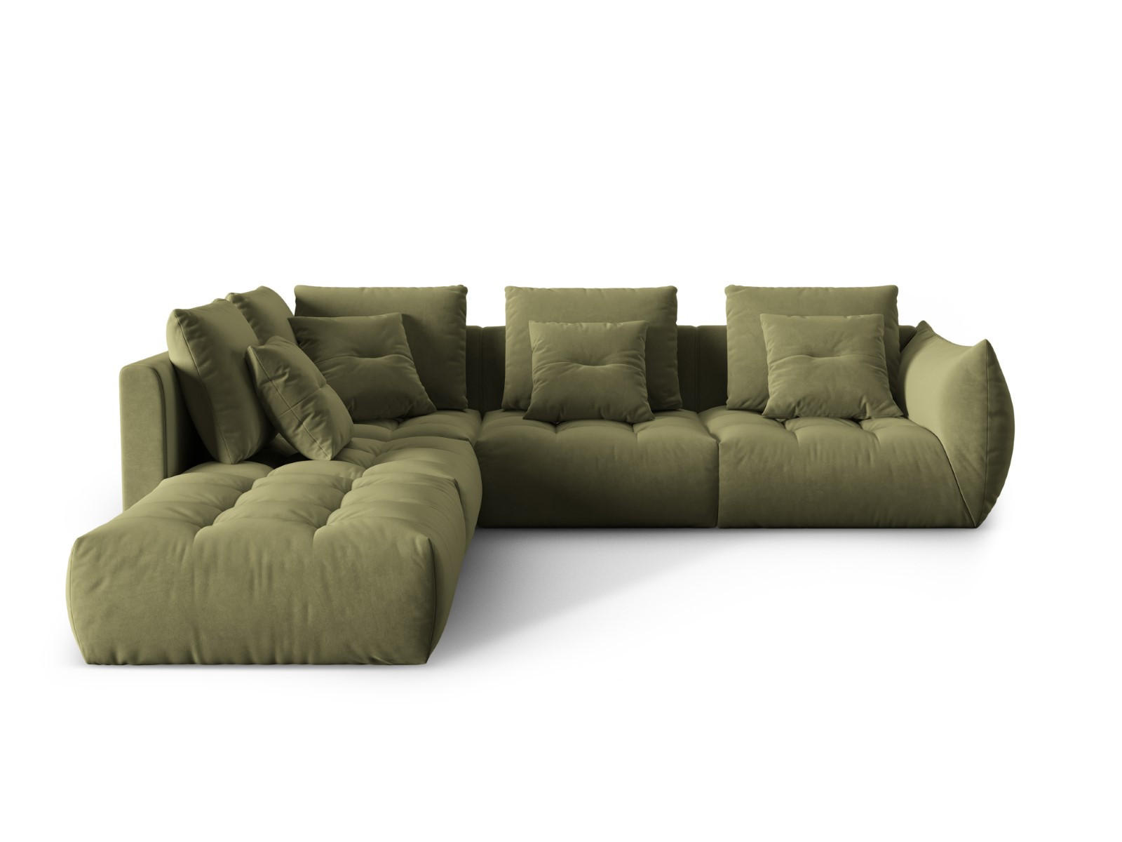 ECKSOFA modular links Bloom aus Samt hellgrün 4 Sitzplätze - Hellgrün, Textil (310/316cm) - Micadoni
