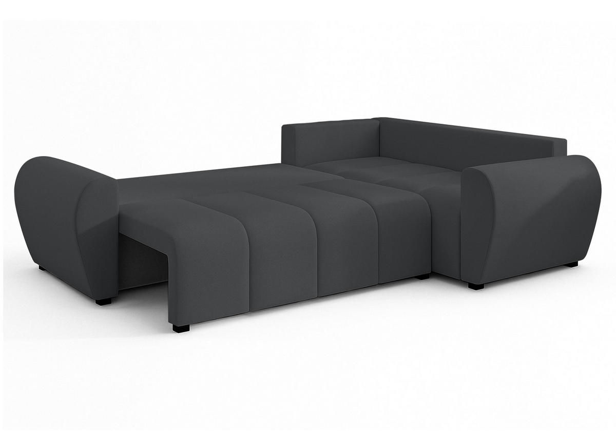 ECKSOFA L Form Malatya MAX Dunkelgrau 246/145/82 cm stilvolle mit Schlaffunktion R - Dunkelgrau/Schwarz, Kunststoff/Textil (235/175cm) - AX Living