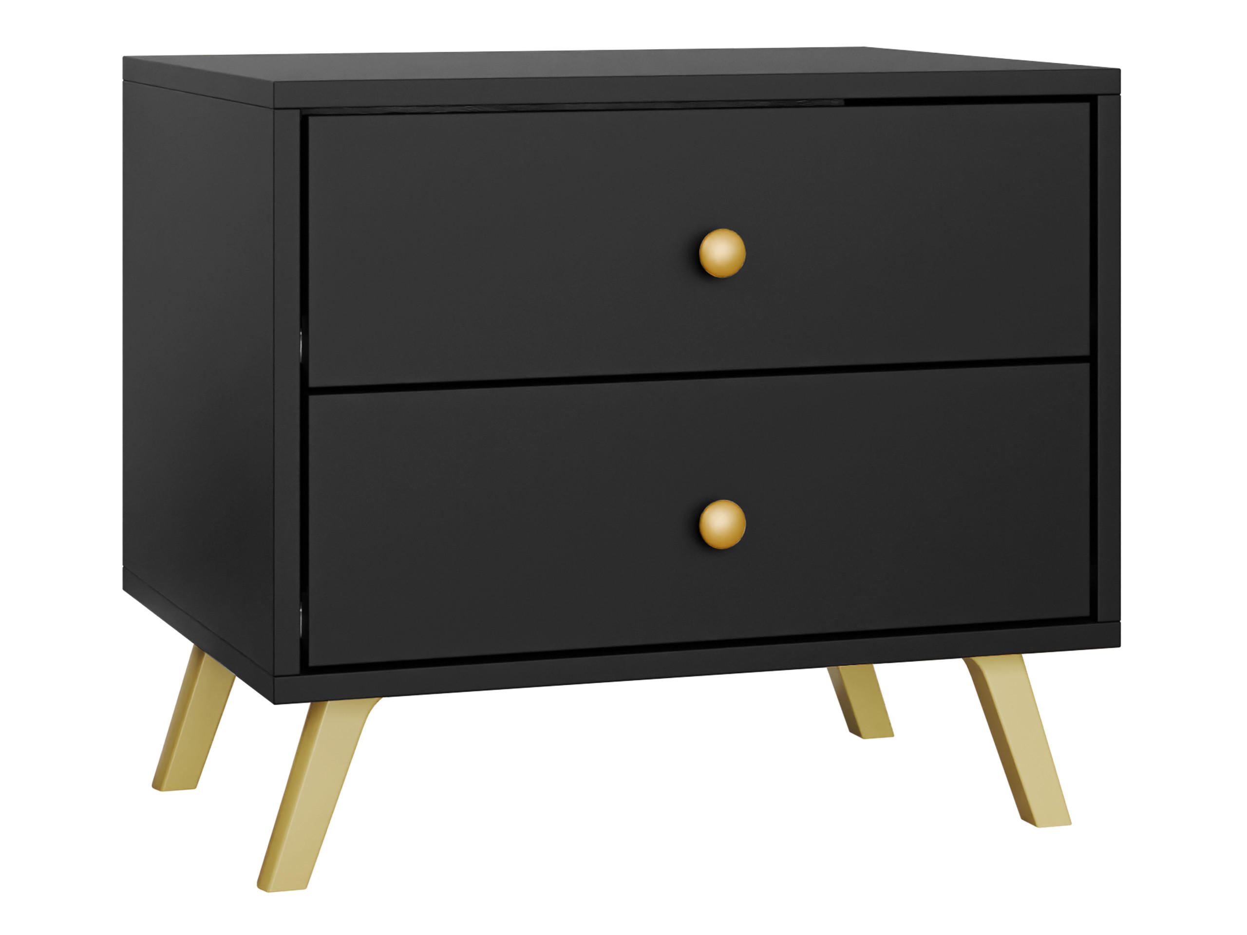 NACHTTISCH Siena - Goldfarben/Schwarz, Holzwerkstoff/Metall (54/48/41cm) - MIRJAN24