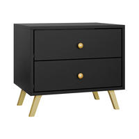 NACHTTISCH Siena - Goldfarben/Schwarz, Holzwerkstoff/Metall (54/48/41cm) - MIRJAN24