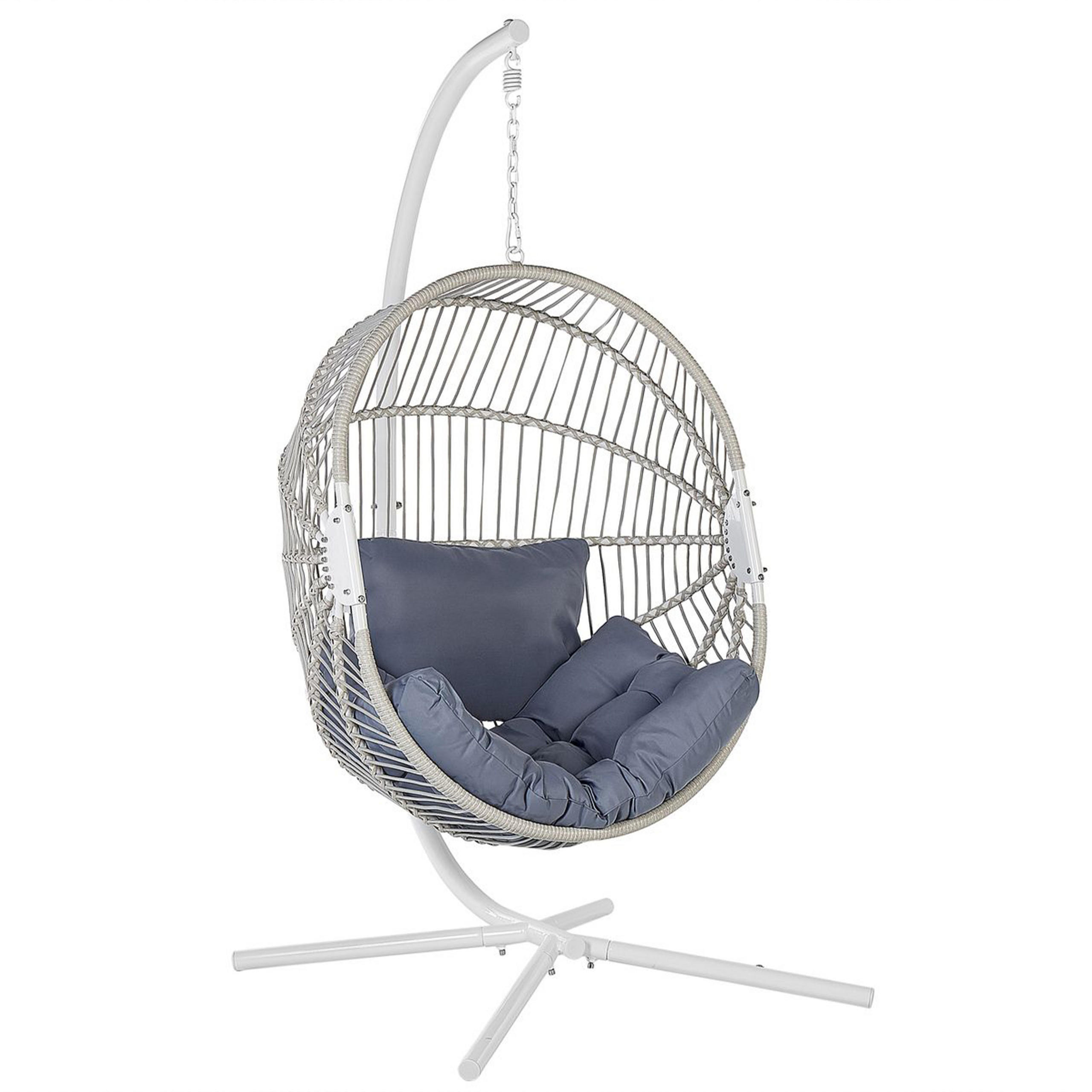 HÄNGESESSEL mit weissem PE Rattangestell Acri - Weiß, Kunststoff (98/197/120cm) - Beliani