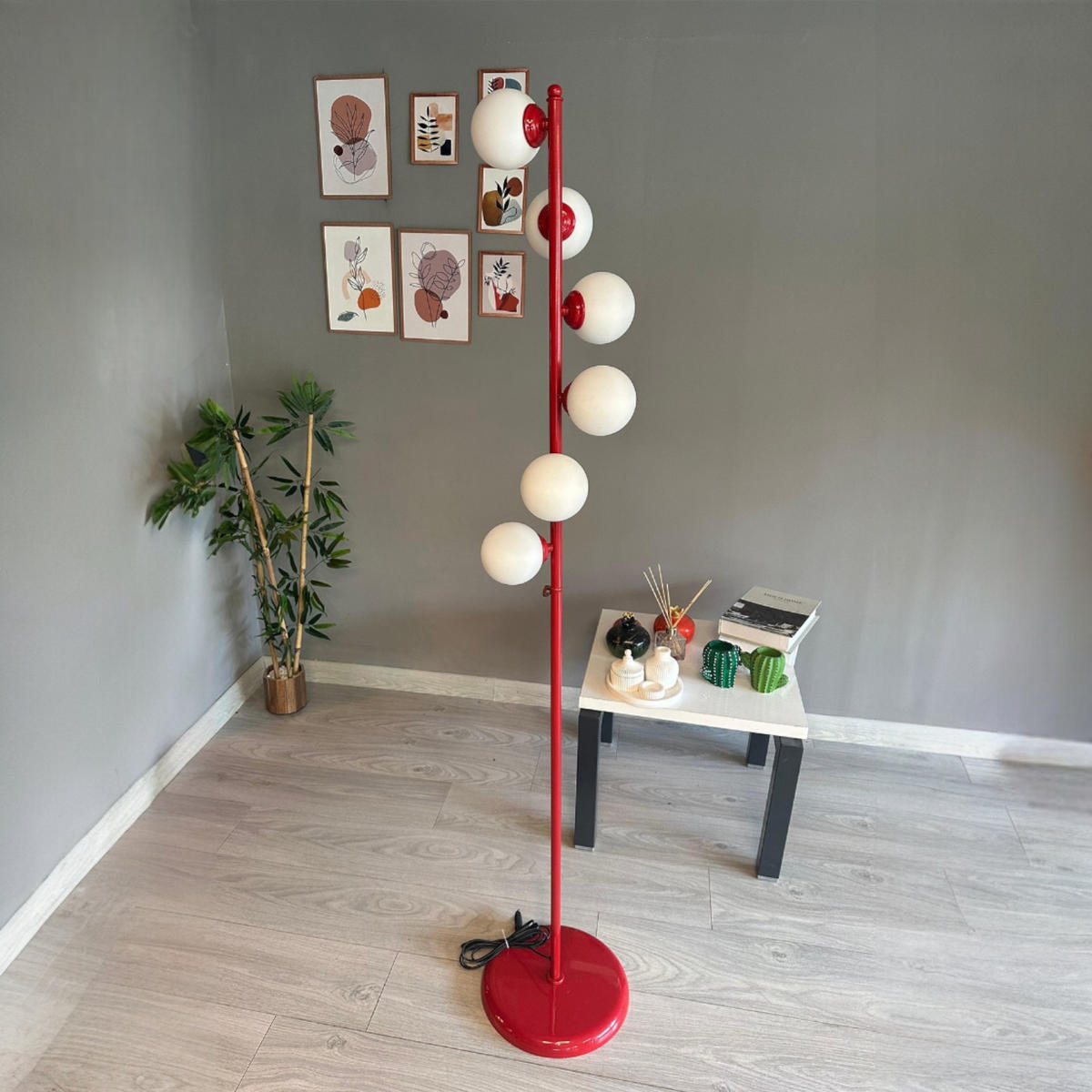 STEHLEUCHTE Orbion 148 Cm - Rot, Metall (30/30/148cm) - Bamyum