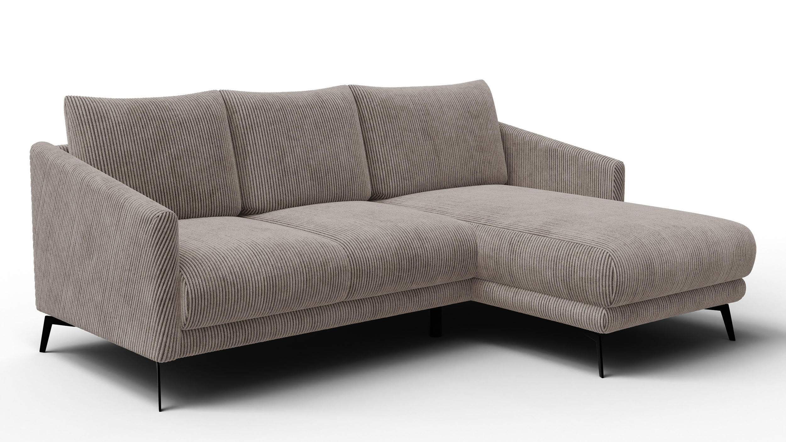 ECKSOFA VILT 3-Sitzer, taupe - Taupe/Schwarz, Holzwerkstoff/Textil (221/156cm) - Courtois Laville