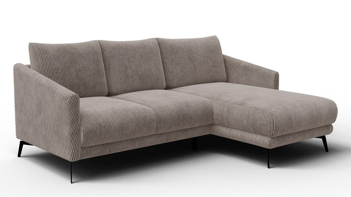 ECKSOFA VILT 3-Sitzer, taupe - Taupe/Schwarz, Holzwerkstoff/Textil (221/156cm) - Courtois Laville
