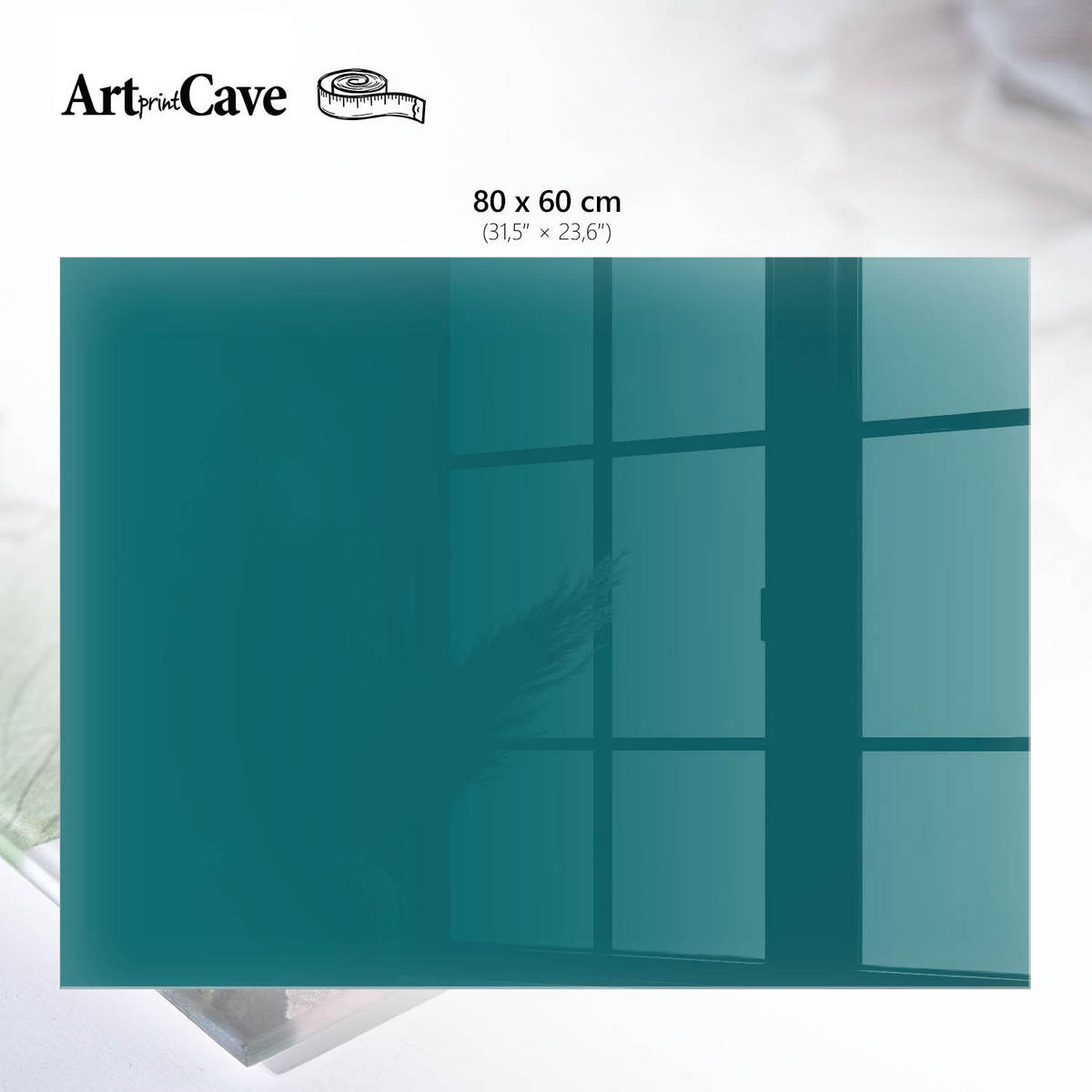 GLASPLATTE 80x60 cm – Dunkeltürkis - Bordeaux, Glas (0.4/80/60cm) - ArtPrintCave