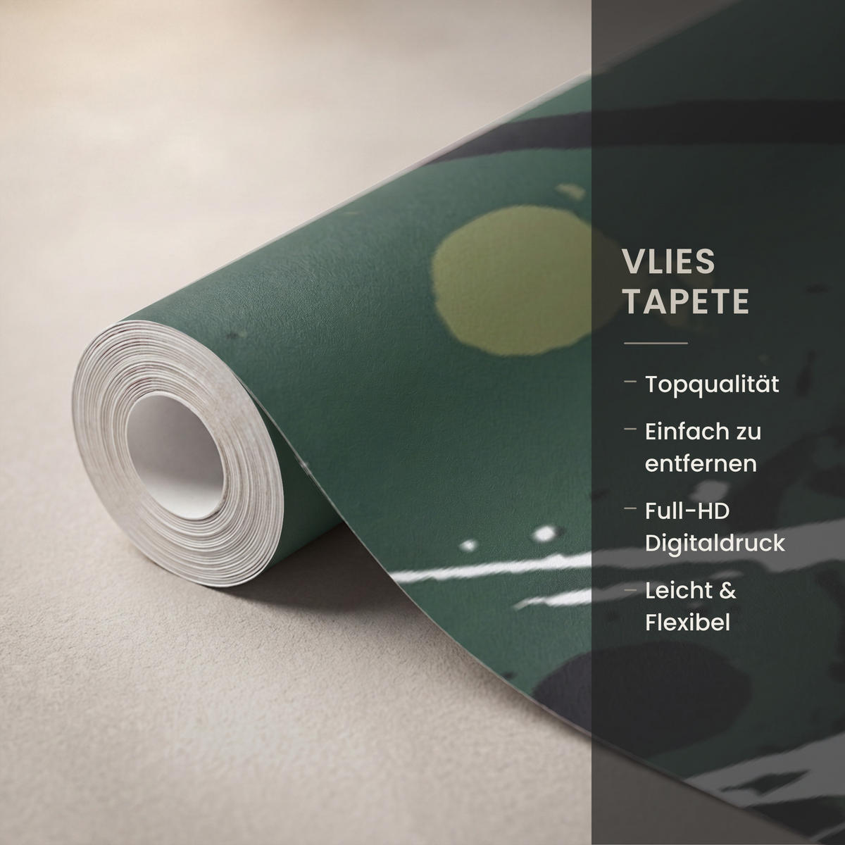 KINDERTAPETE - Fußball - Farbe - Spritzer - Grün - 400x300 cm - Dunkelgrün, Papier (400/300cm) - OnlyWow
