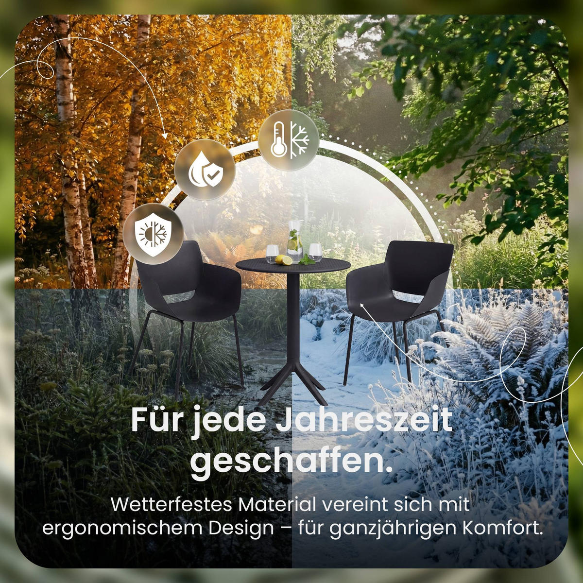 GARTENSITZGRUPPE 2 Kunststoff Schwarz - Schwarz, Kunststoff - CLP