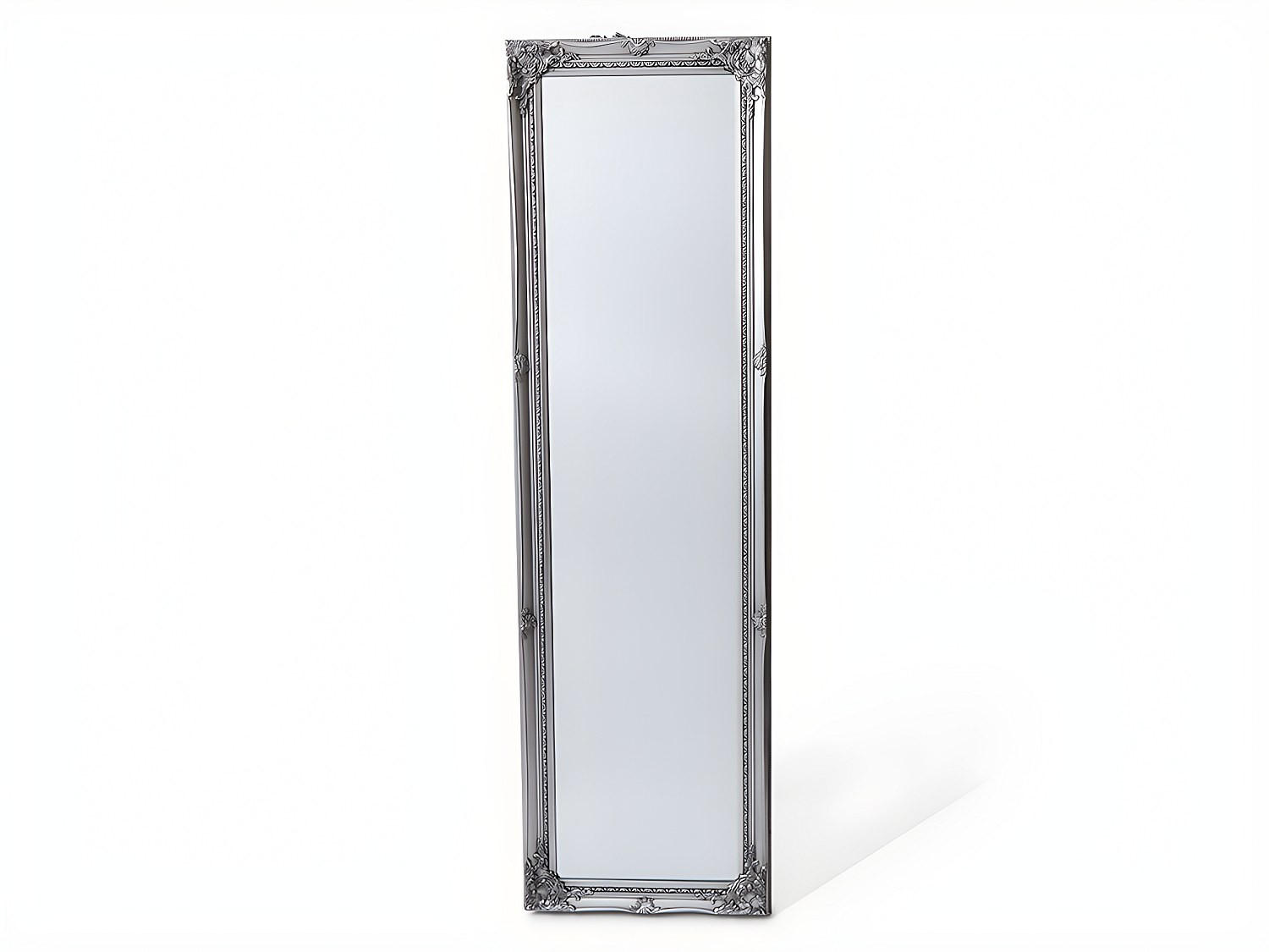 STANDSPIEGEL mit Füßen - 50cm x 4cm - Eukalyptus - silberfarben - ELVIRE - Silberfarben, Holz (50/170/4cm) - Vente-Unique