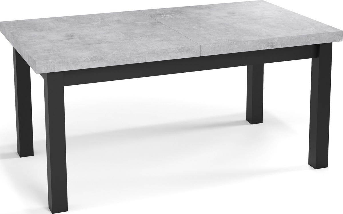 ESSTISCH Gemini rechteckig ausziehbar, Grauer Beton 160-210/90/78 cm - Hellgrau/Schwarz, Holz/Holzwerkstoff (160/90/78cm) - WFL GROUP