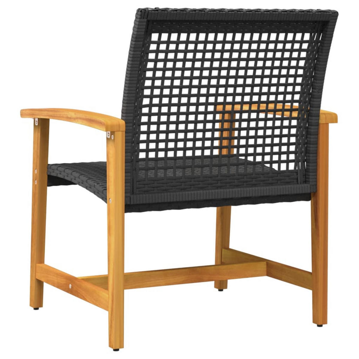 GARTENSTÜHLE 2er Set Schwarz Poly Rattan Und Akazienholz - Schwarz, Kunststoff (63/80/64cm) - vidaXL