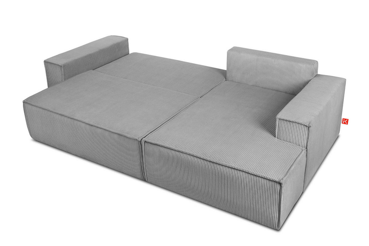 ECKSCHLAFSOFA-RECHTS NAPI in Pet Friendly Cord-Stoff, hellgrau - Hellgrau/Schwarz, Textil (262/148cm) - KONSIMO®