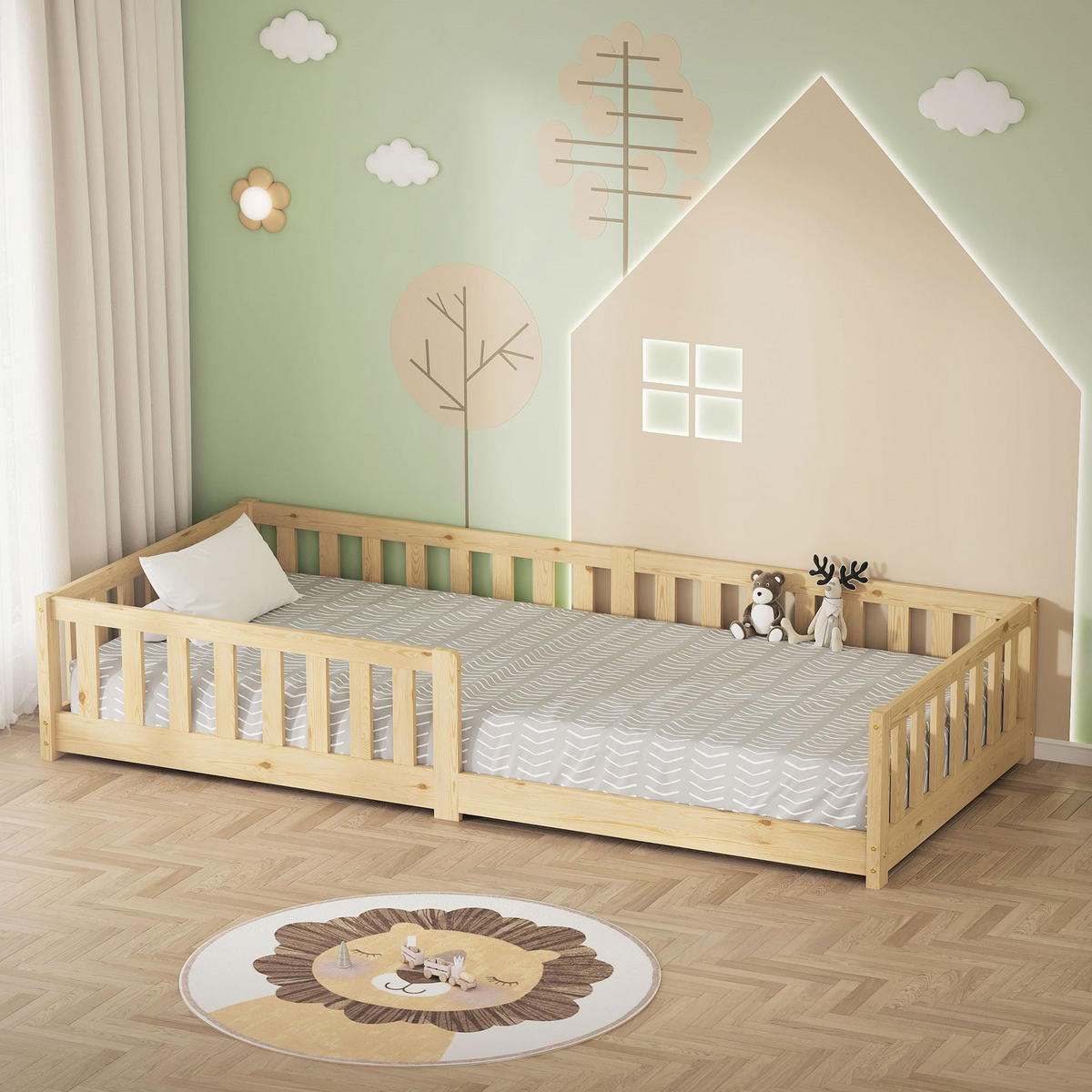 KINDERBETT 90x200 cm Natur aus Kiefernholz - Naturfarben, Holz (90/200cm) - ML-DESIGN