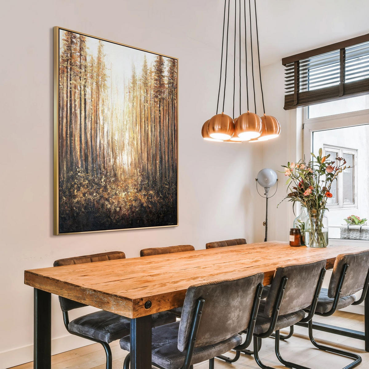 GEMÄLDE Waldglanz Schattenfugenrahmen Grau 120x80 cm - Grau, Holz (120/80cm) - YS-art gallery