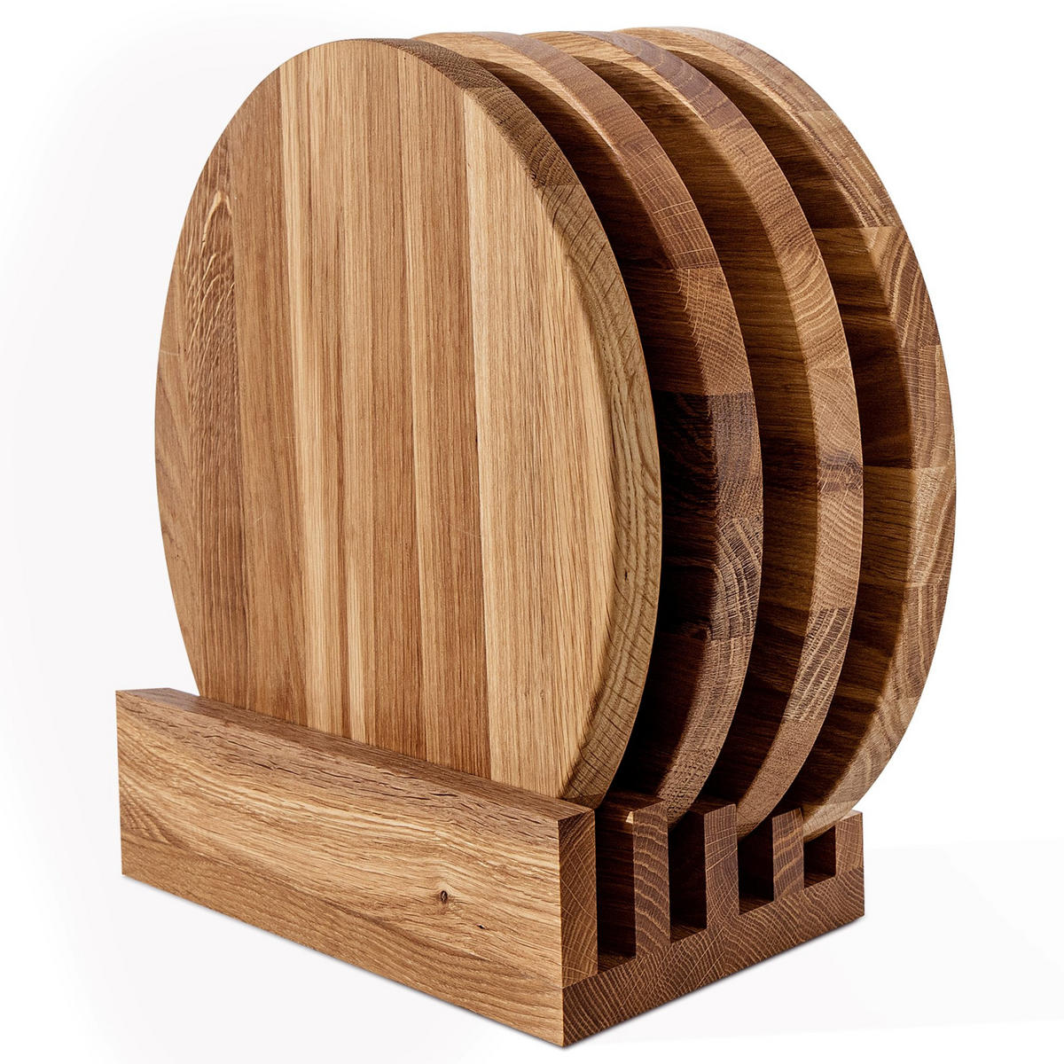 SCHNEIDEBRETT Set mit Halter Hemero 4tlg - Eichefarben, Holz (32/8cm) - KONSIMO®