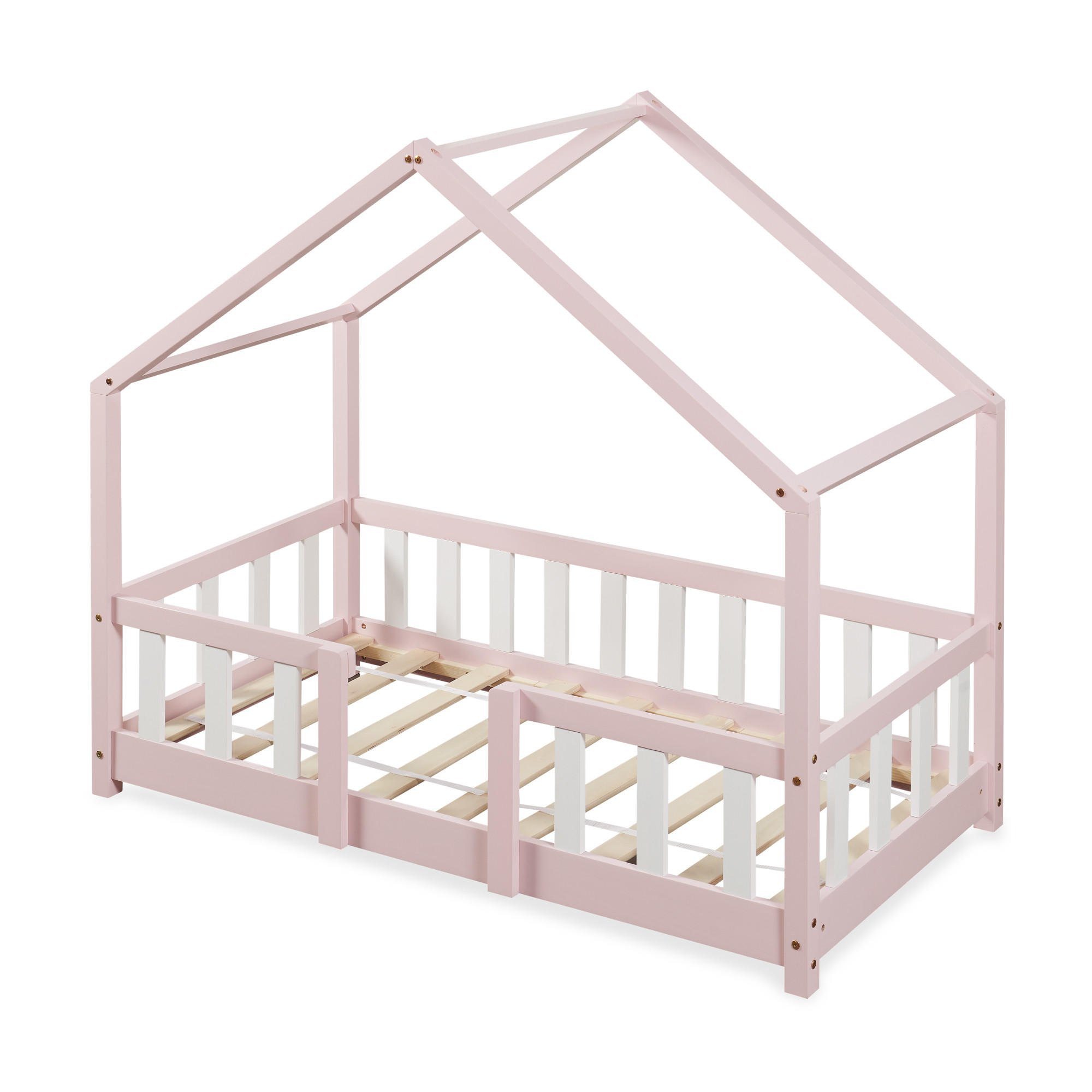 HAUSBETT Treviolo - Pink/Weiß, Holz (70/140cm) - [en.casa]