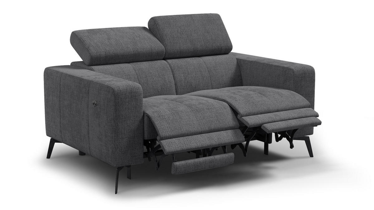 RELAXSOFA MORELLO 2-Sitzer, dunkelgrau, 2 x Relax Zero Gravity - Dunkelgrau, Holz/Textil (164/82/103cm) - Courtois Laville