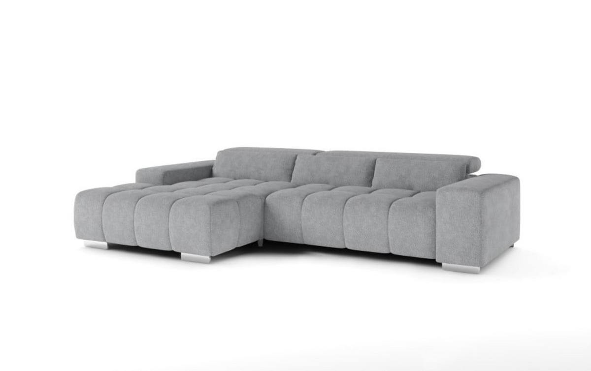 ECKSOFA mit elektronischem Sitzvorschub und verstellbaren Kopflehnen - Chromfarben/Grau, Textil (307/186cm) - Cotta